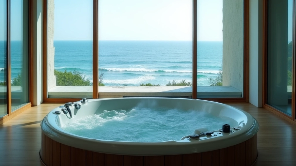 jacuzzi w pokoju nad morzem