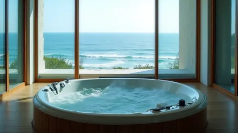 jacuzzi w pokoju nad morzem