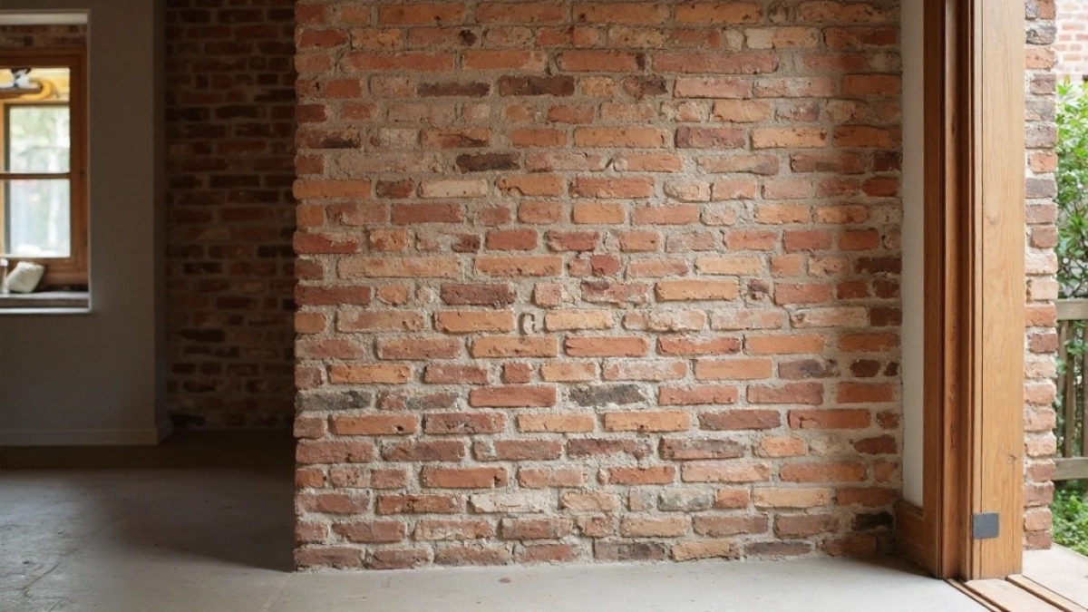 cegła na ścianie w przedpokoju