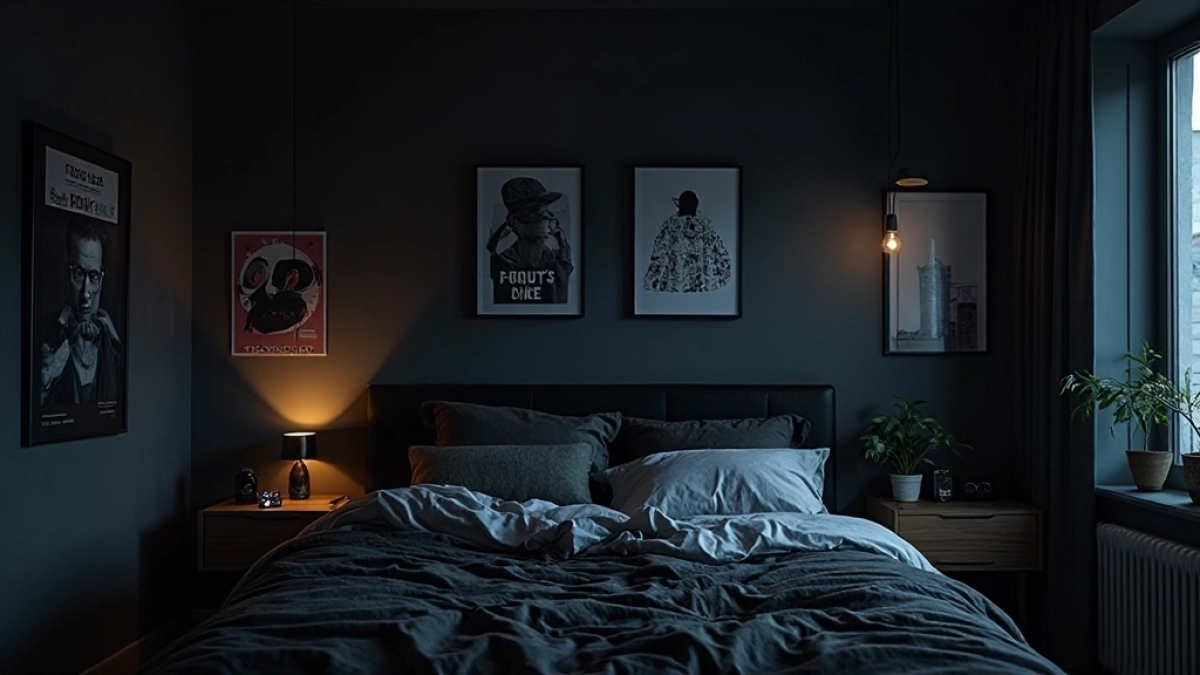 czarna ściana w pokoju młodzieżowym