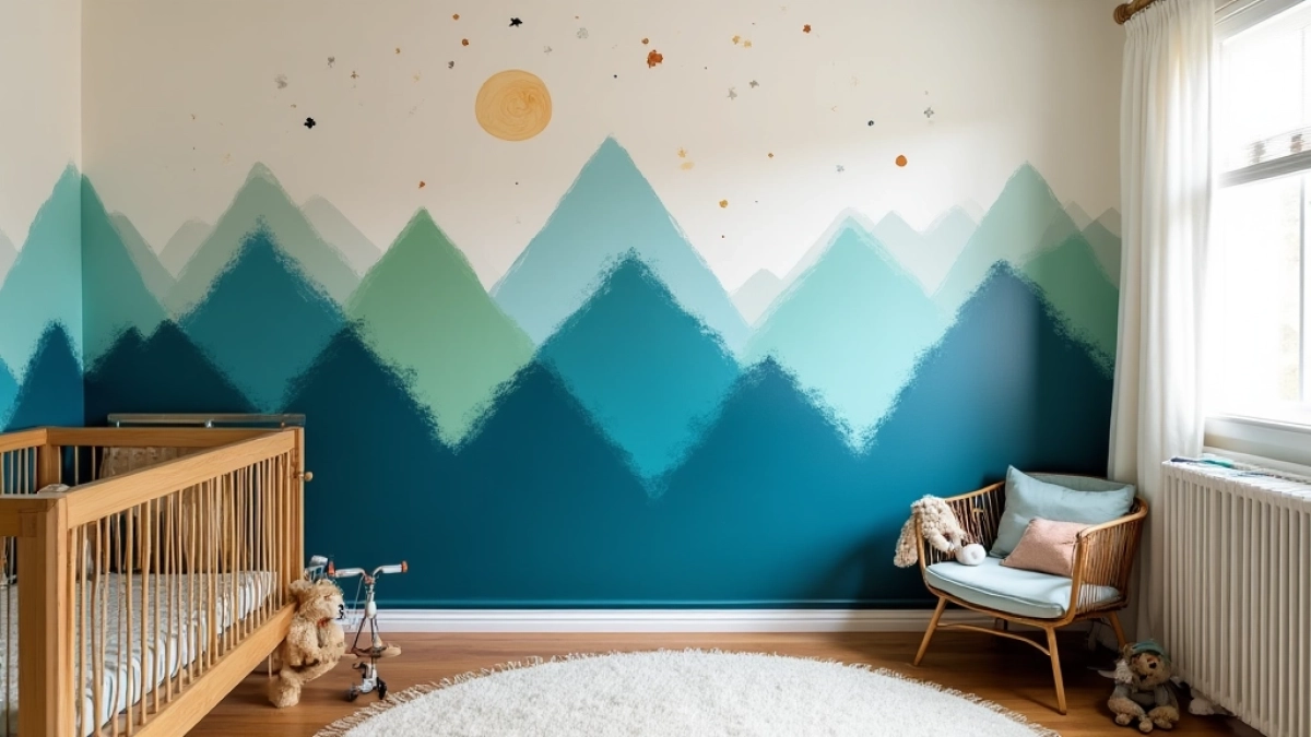 Góry na ścianie w pokoju dziecka