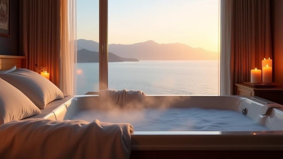 Romantyczny weekend dla dwojga z jacuzzi w pokoju nad morzem