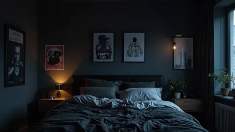 czarna ściana w pokoju młodzieżowym