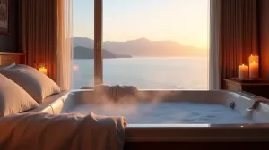 Romantyczny weekend dla dwojga z jacuzzi w pokoju nad morzem