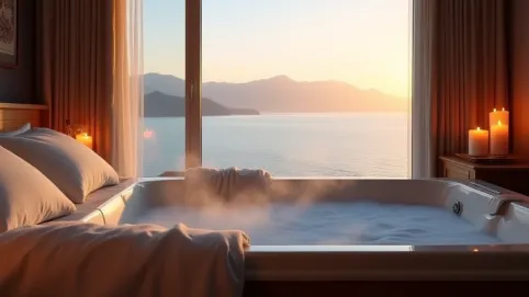 Romantyczny weekend dla dwojga z jacuzzi w pokoju nad morzem