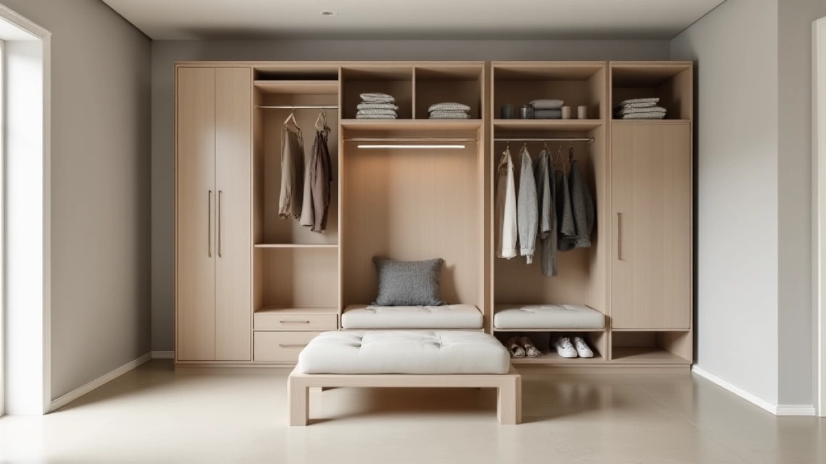 Szafa narożna do przedpokoju z siedziskiem